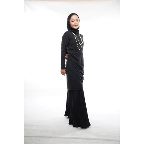 Baju Kurung Fiona Pleated Modern Raya Nikah Tunang Murah Cantik Plain