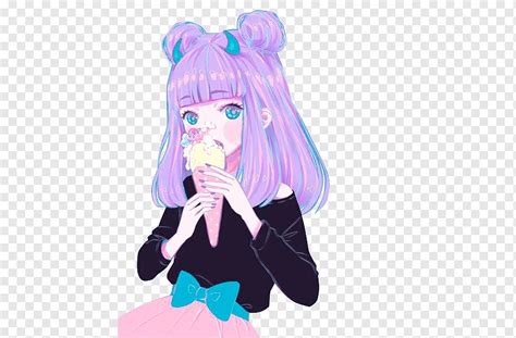 Anime Pastel Gambar Seni Kawaii Anime Ungu Violet Manga Png Pngwing