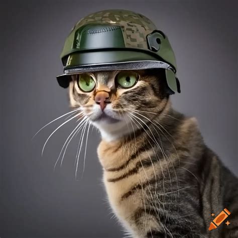 Cat Wearing An Army Helmet On Craiyon