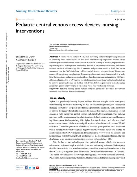 PDF Pediatric Central Venous Access Devices Nursing Interventions