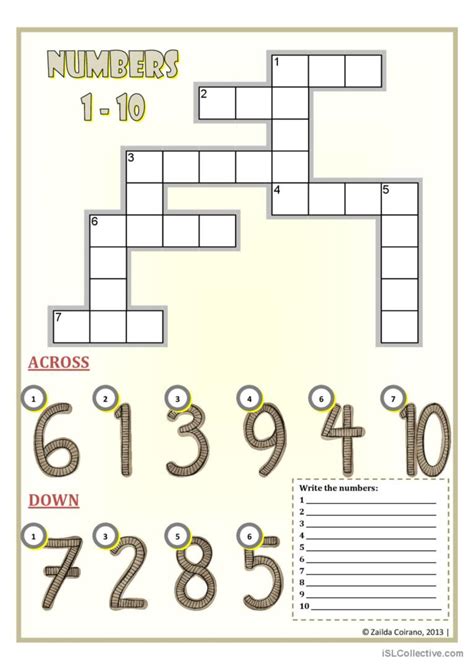 Numbers Crossword English Esl Worksheets Pdf Doc