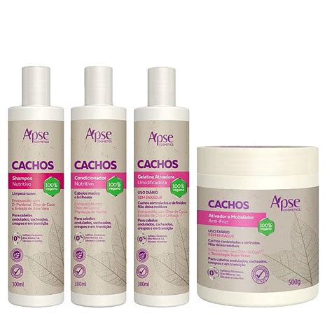 Kit Apse Cachos Shampoo E Condicionador E Ativador E Gelatina Niale