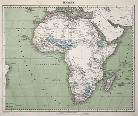 Africa Originale Litografia Cartina Geografica Flemming Eur