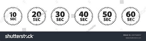 set seconds timer icons  white stock vector royalty