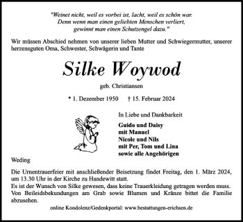 Traueranzeigen Von Silke Woywod Sh Z Trauer