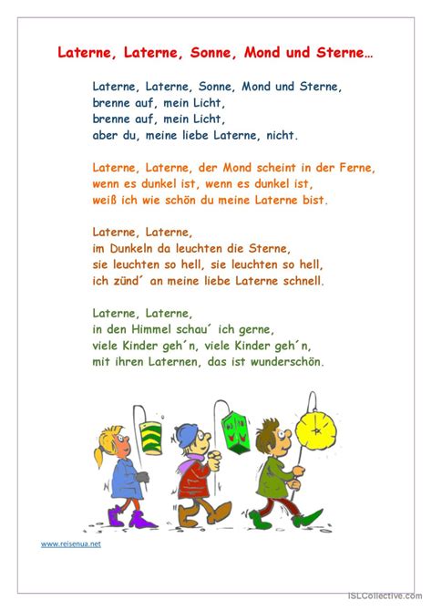 Laterne Laterne Sonne Mond und St Deutsch DAF Arbeitsblätter pdf doc