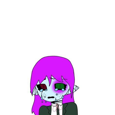 A Drawing Of A Girl With Pink Hair And Green Eyes Wearing A Black