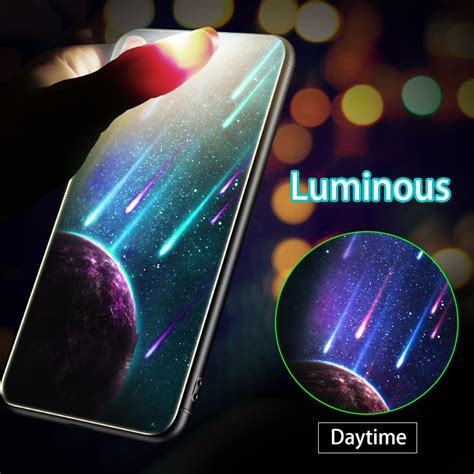 Luminous สำหรบ Samsung Galaxy S8 S9 S10 Plus กระจกนรภยกรณฝาครอบ