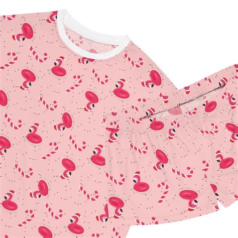 Two Piece Christmas Flamingo Pajamas Pink Flamingo Pajamas Womens