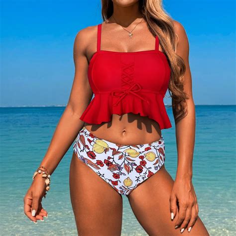 Aloohaidyvio Women S Bikini Two Piece Swimsuit Front Cross Back Lace Up