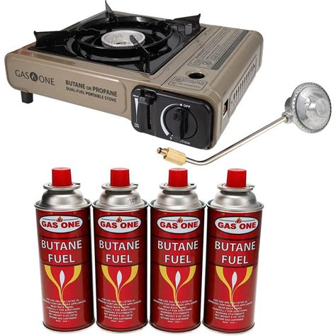 GASONE Duel Fuel Camp Stove And Butane Fuel 4 Piece Bundle GS 3400P