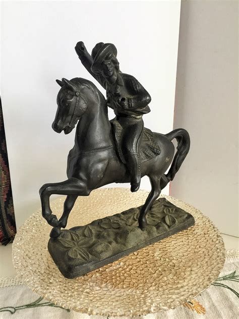 Vintage Iron Horse Sculpture Riding Soldiers Vintage Cast Etsy