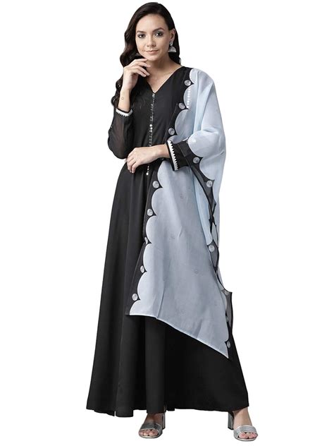 Buy Women S Black Kurta With Dupatta Set At Amazon In