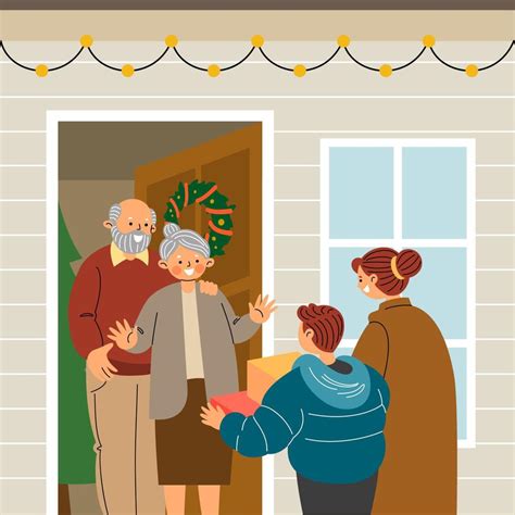 Boxing Day Activities By Visiting Grandparents 13092218 Vector Art At