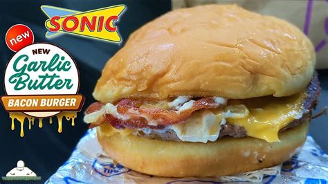 Sonic® Drive In Garlic Butter Bacon Burger Review 🚀🧄🧈🍔 Youtube