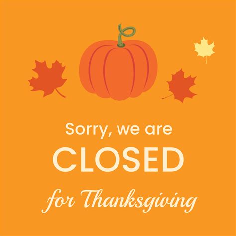 Closed For Thanksgiving Template Square Signs