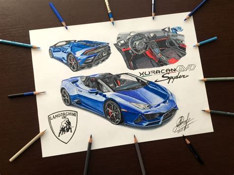 Drawing Lamborghini Huracan EVO Lamborghini Drawing Car Art Hand