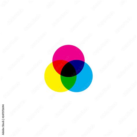 CMYK color model icon. Overlapping cyan magenta yellow and black ...