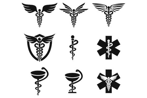 Premium Vector Set Caduceus Medical Snake Vector Icon Template