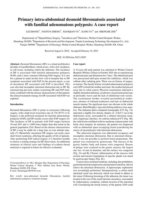 Pdf Primary Intraabdominal Desmoid Fibromatosis Associated With