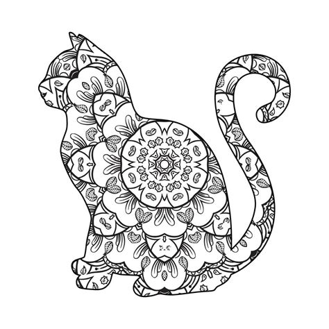 gato mandala página para colorear para niños 7848757 Vector en Vecteezy