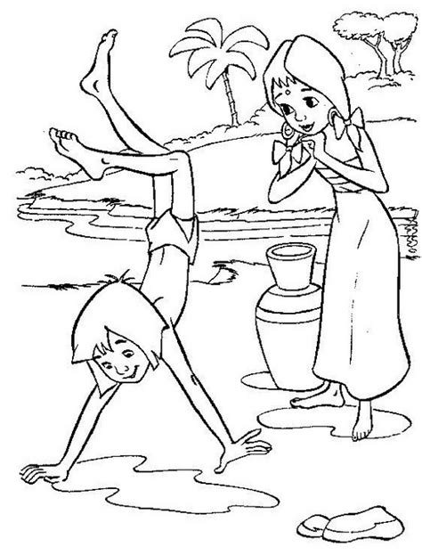 Mowgli And Shanti From The Jungle Book Coloring Sheet Coloring Pages