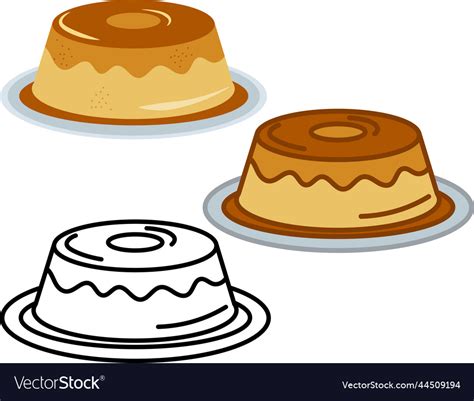 Flan Pudding With Caramel And Vanilla Topping Vector Image