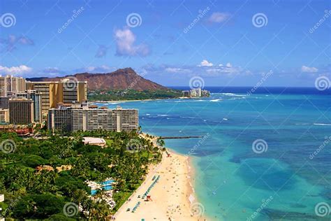 Waikiki Beach And Diamond Head In Hawaii Stock Image Image Of Craters