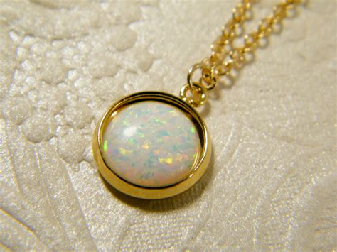 Opal Gold Necklace Gold Filled Necklace White Opal Pendant Bridal Necklace Wedding Jewelry