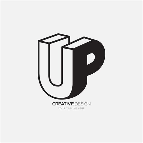 Premium Vector Letter Up 3d Style Unique Shape Negative Space Modern