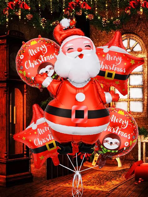 Globos Grandes De Dibujos Animados 3D De Pap Noel Decoraciones Navide