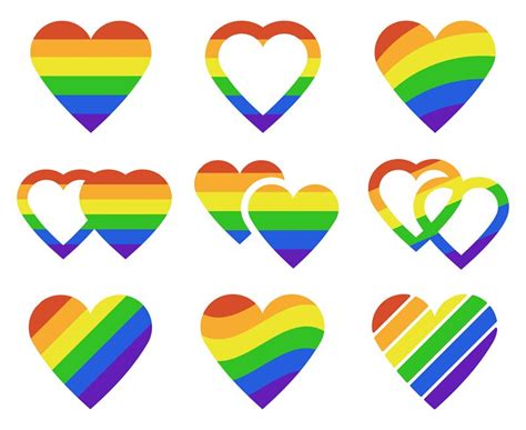 Lgbtq Rainbow Hearts Pride Month Lgbtq Parade Heart Shape Flags Tran