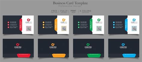 Premium Psd Business Card Template 4 Color Variations