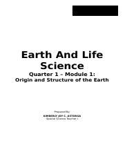 Earth And Life Science Quarter Module Wk Docx Earth And Life