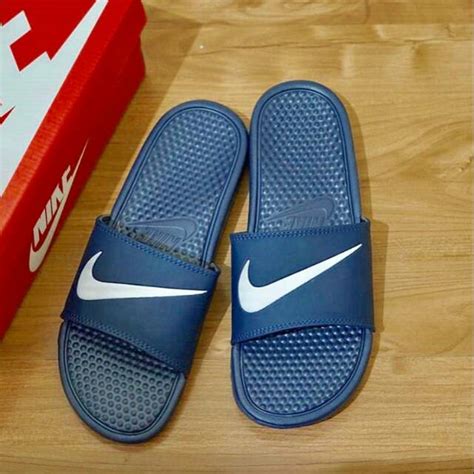 Jual Sendal Sandal Nike Benassi Swoosh ORIGINAL Navy White Shopee