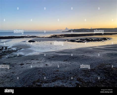 Sunset Reflections On The Sand At The Beach At Douglas Isle Of Man