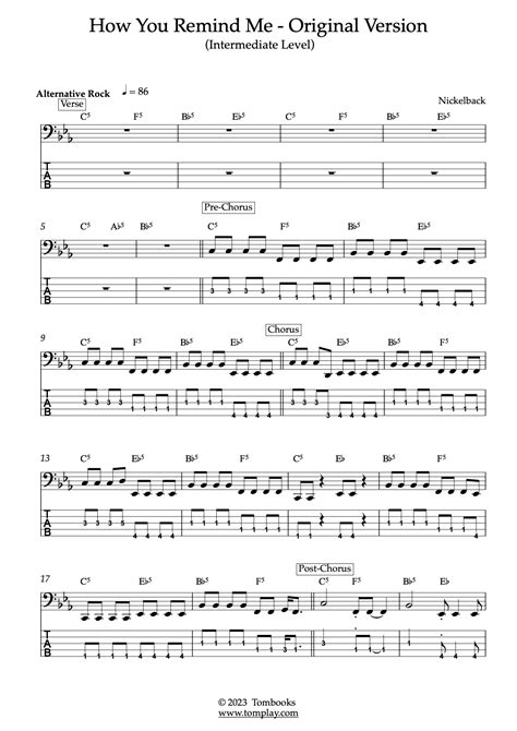 How You Remind Me Original Version Intermediate Level Nickelback