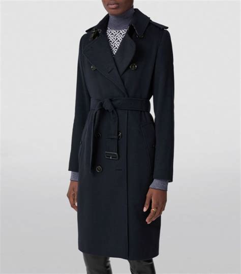 Womens Burberry Blue Cashmere Kensington Trench Coat Harrods Uk