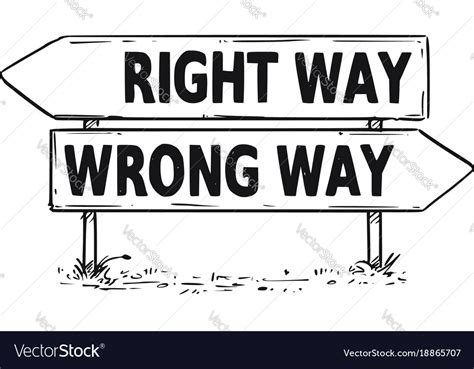 Two arrow sign drawing of right or wrong way Vector Image