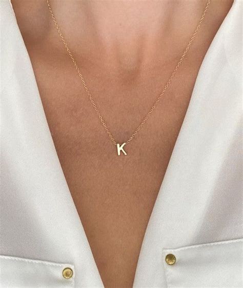 Gold Initial Necklace Gold Sterling Silver Gold Necklace Personalized