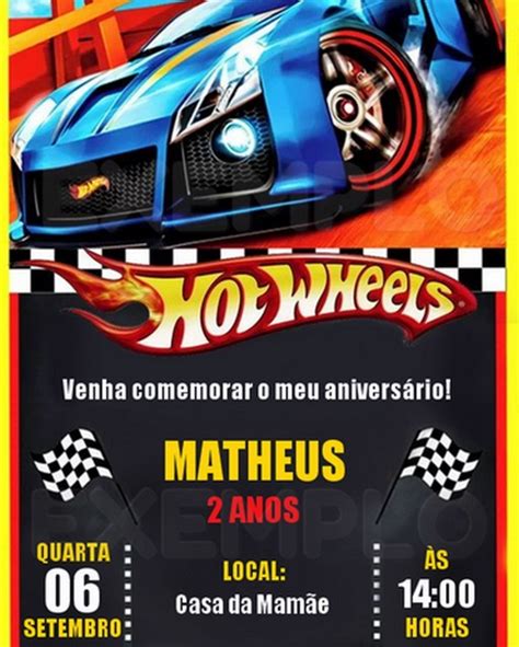 Convite Digital Anivers Rio Tema Hot Wheels Elo