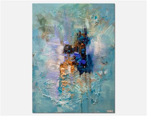 Light Blue Abstract Painting Modern Blue Abstract Art and - Etsy