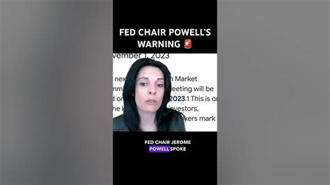 Fed Chair Powell’s Warning‼️ Jerome Powell Spoke On Thursday 🎙️ Youtube