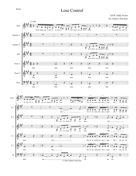 Lose Control Arr Andrew John Kim By Teddy Swims Sheet Music For