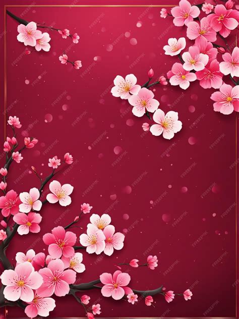 Premium Ai Image Cherry Blossom Chinese Lunar New Year Template Design