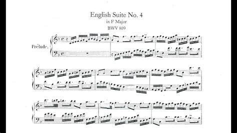 Johann Sebastian Bach English Suite No 4 In F Major BWV 809 For Piano