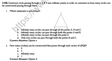 Cbse Class 9 Mathematics Circles Worksheet Set A