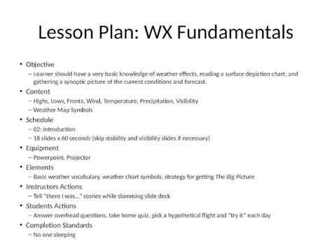 Pptx Lesson Plan Wx Fundamentals Objective Learner Should Have A Very Basic Knowledge Of