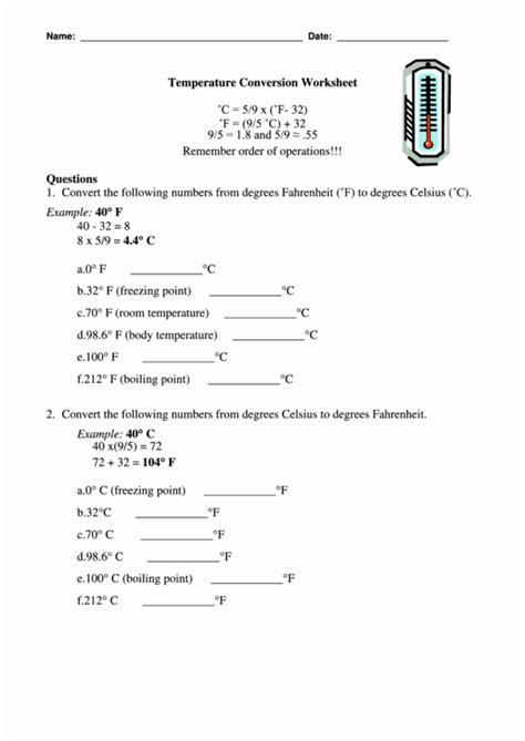 Temperature Conversion Worksheet Answers Worksheets Decoomo