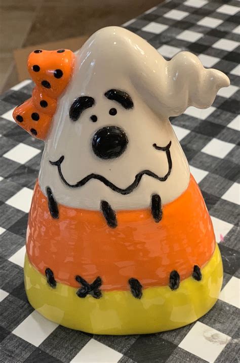 Small Ceramic Candy Corn Ghost Etsy